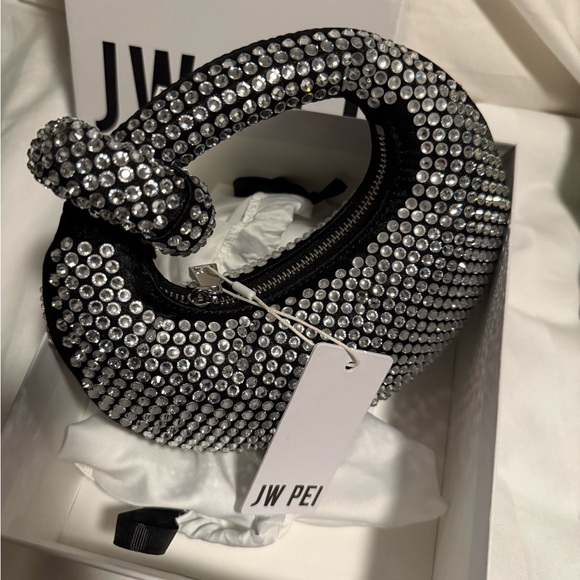 JW PEI Abacus Artificial Crystal Mini Top Handle Bag - Black - Picture 1 of 8